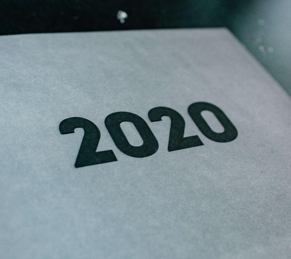 the number "2020" on paper