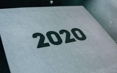the number "2020" on paper