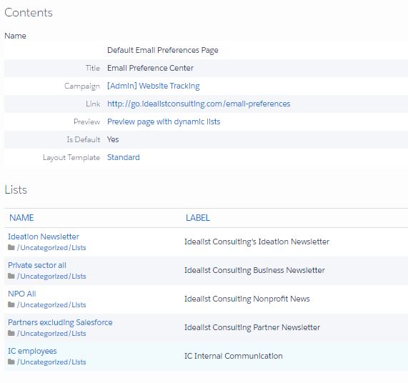 Edit the email preference center page in Pardot