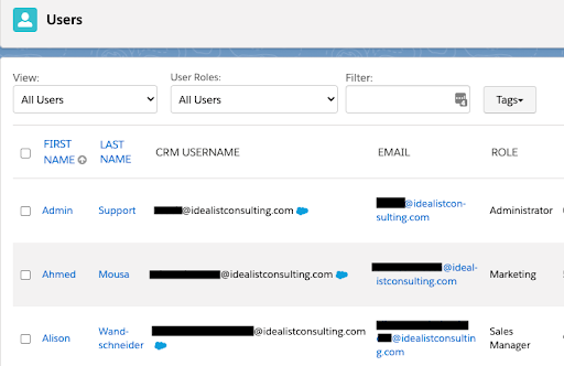 Pardot user settings.