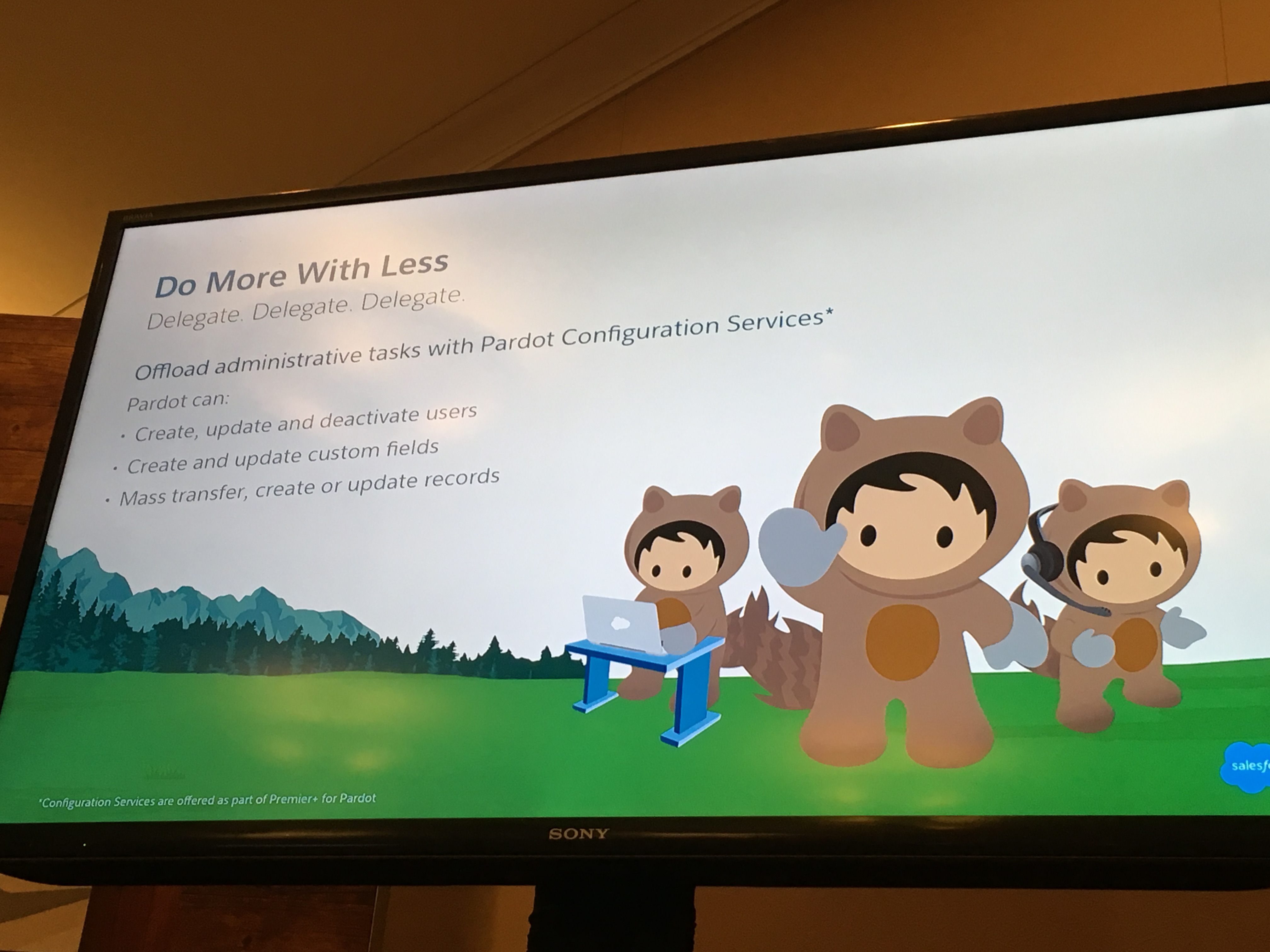 Pardot’s admin support services as outlined in a Dreamforce 2017 session.