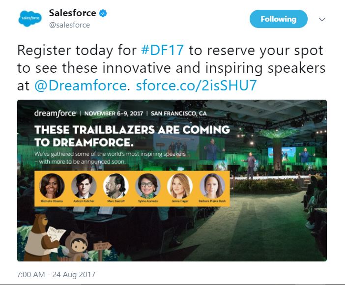 Speakers for Dreamforce 2017