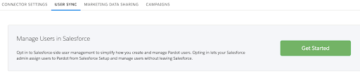 User Sync settings within the Salesforce-Pardot integration settings.