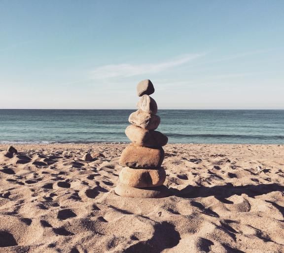 rocks stacked at beach