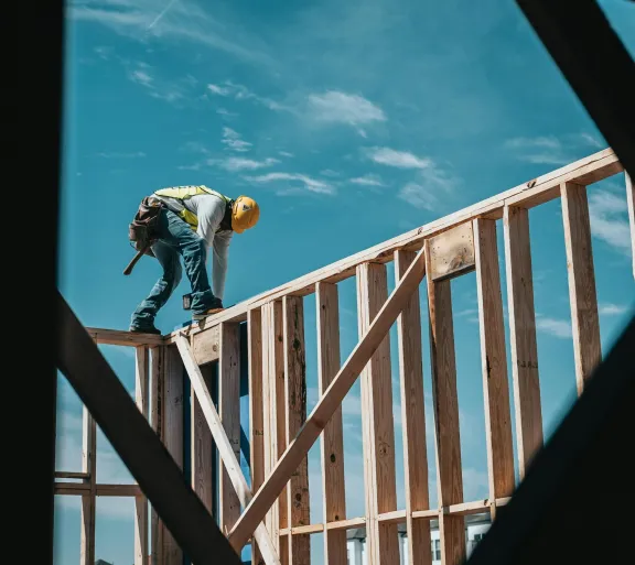 man building wall
