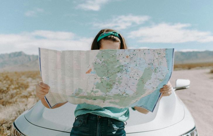 woman looking at map