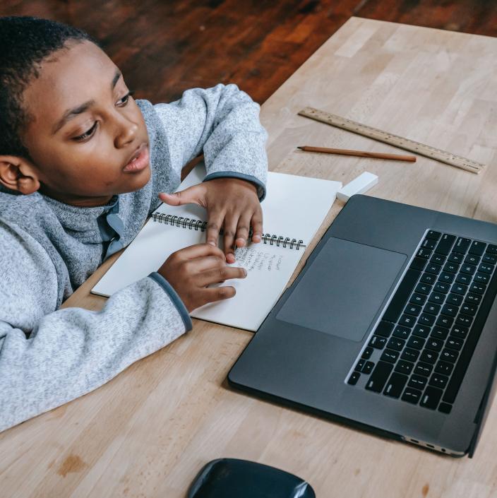 boy using computer