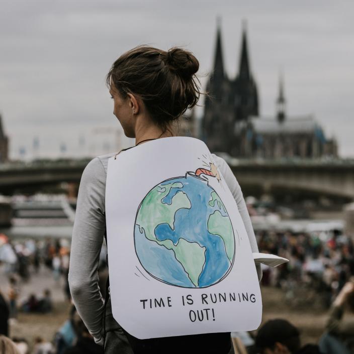 woman at climate march