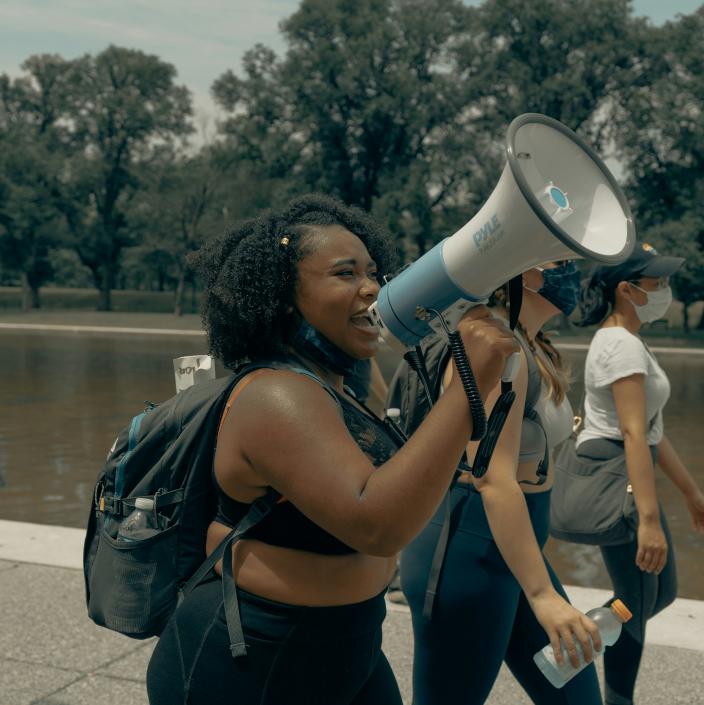 woman with megaphone