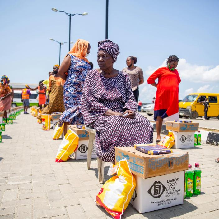 woman receiving aid