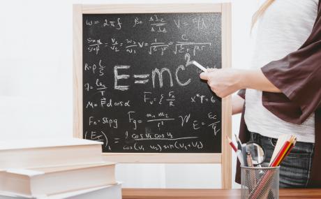 chalkboard with math figures