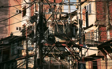 messy telephone wires