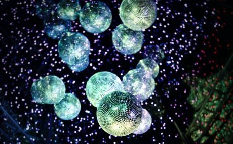 disco balls against black background