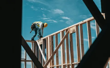 man building wall