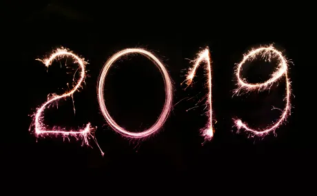 the number "2019" in sparkler