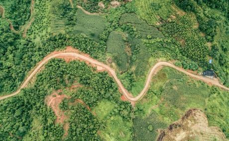 aerial image of dirt road