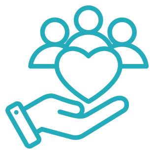 hand holding people icon